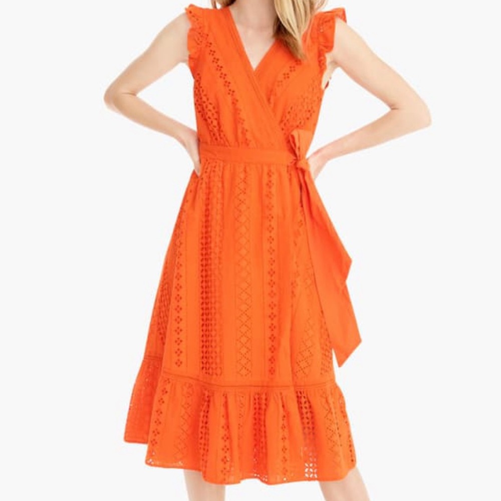 J. Crew women’s all over eyelet wrap midi dress